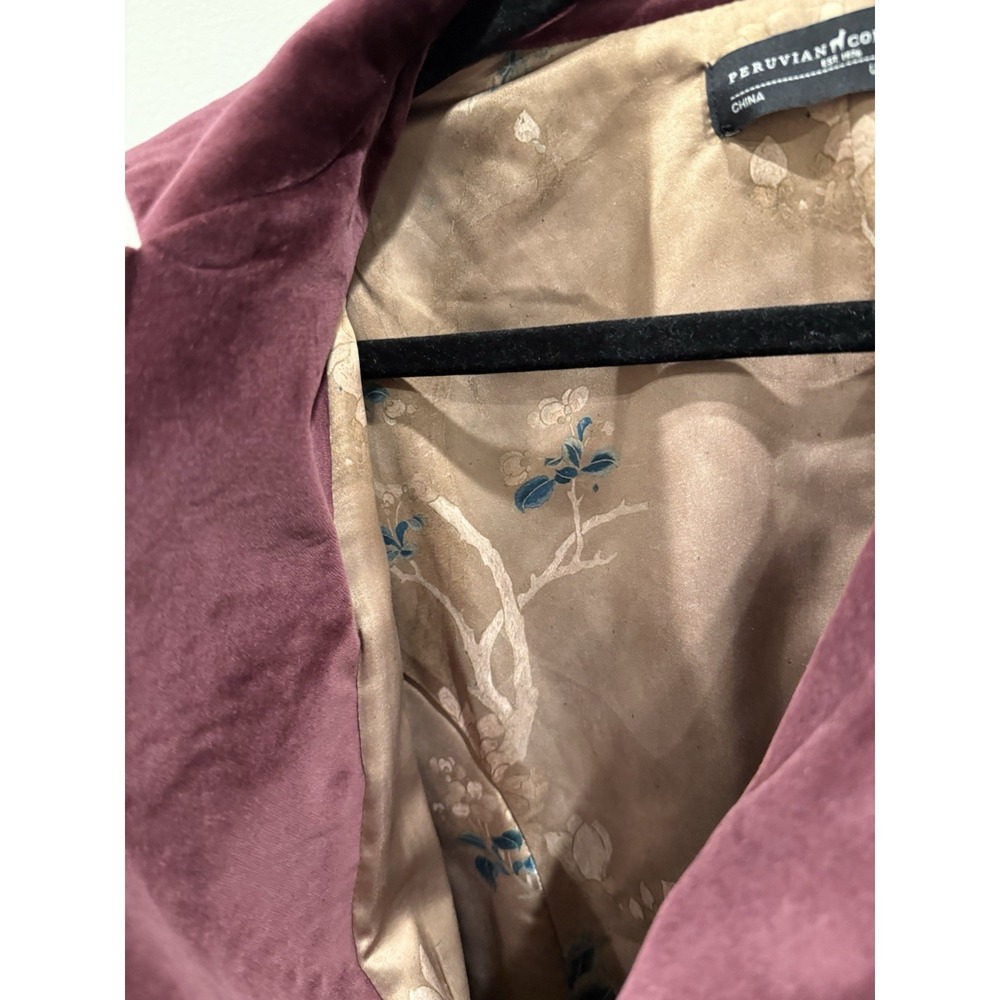 Peruvian‎ Connection Burgundy Blazer Velvet cotton blend Size 14 - Picture 5 of 7
